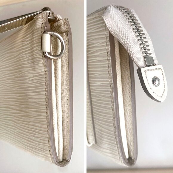 LV Epi Astrid Wristlet Clutch Wallet in Ivory w/ Silver Hardware CT4089 - Picture 7 of 17